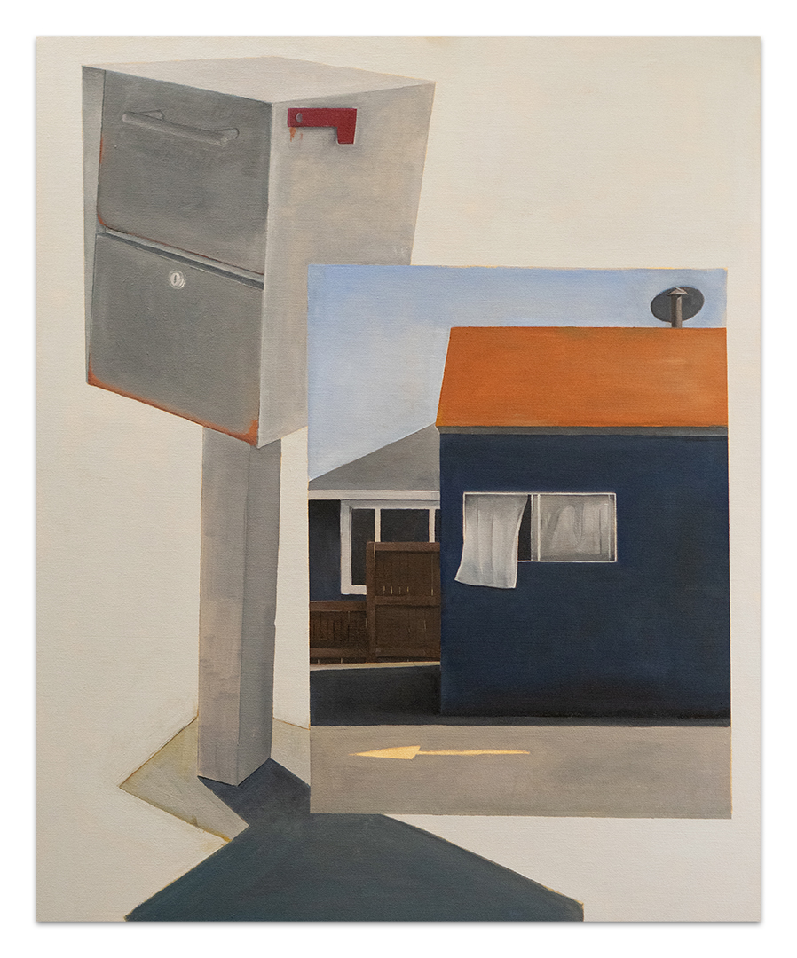 painting of a mailbox and a house